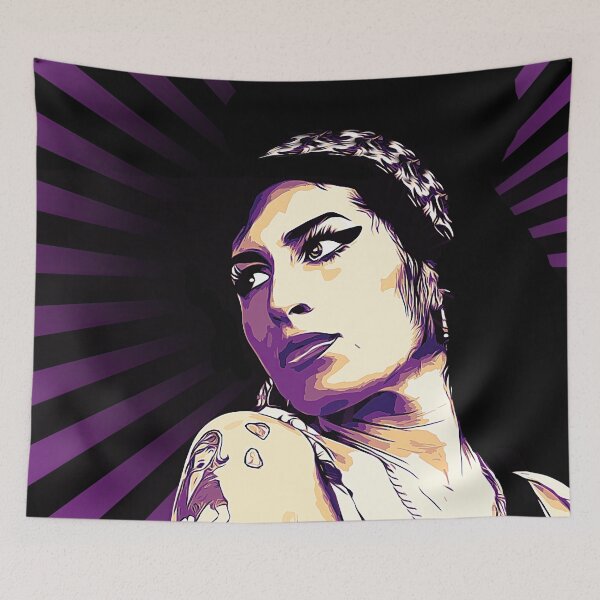 Artikelvorschau, Amy Winehouse in Lila und Schwarz entworfen und verkauft von FacesArt.