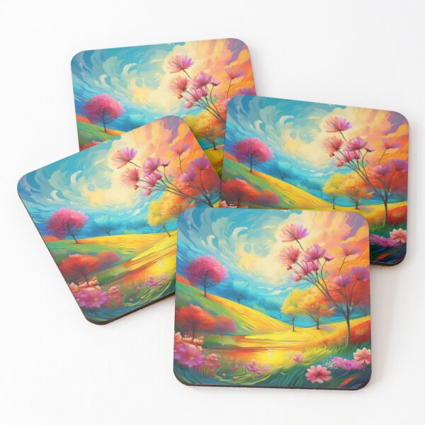 Item preview, Vibrant Dreamlike Landscape with Blossoming Flowers designed and sold by RaiyaTees.
