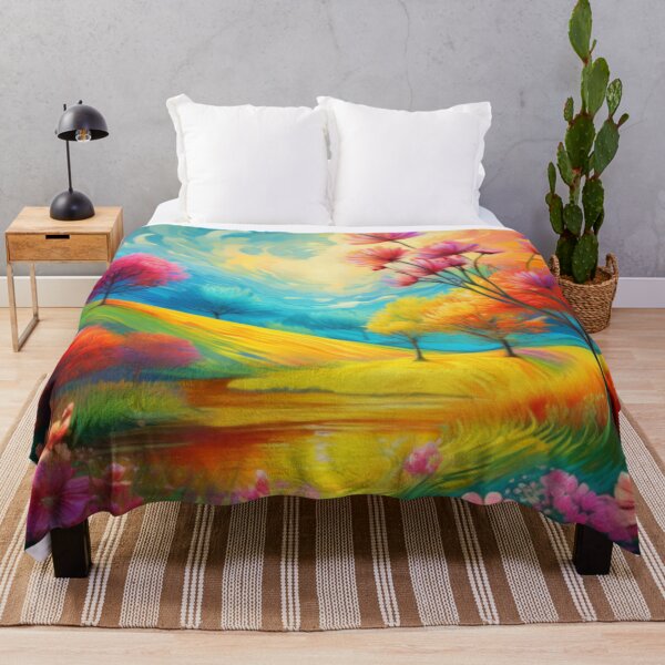 Item preview, Vibrant Dreamlike Landscape with Blossoming Flowers designed and sold by RaiyaTees.