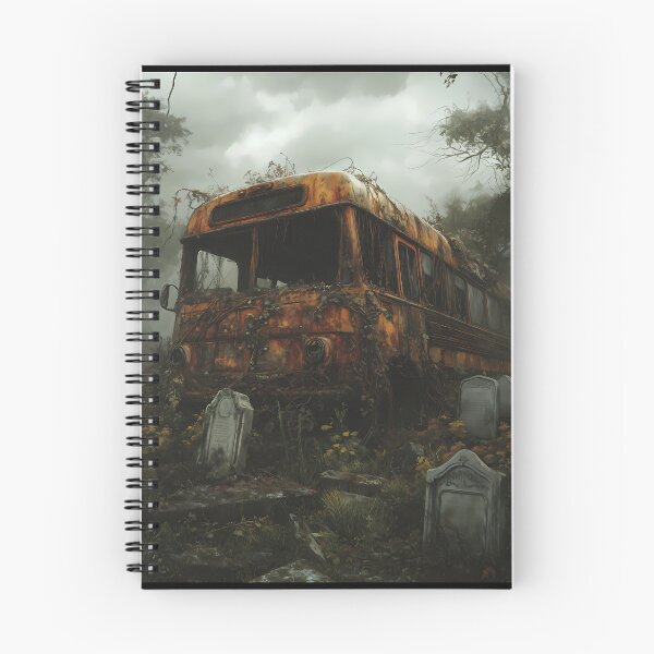 Item preview, Rusted Bus Graveyard Painting – Atmospheric Post-Apocalyptic Art designed and sold by zax454.