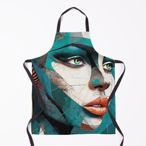Item preview, A digital art portrait featuring vibrant turquoise tones, dramatic eye makeup, and bold orange lips. designed and sold by PholPol1959.