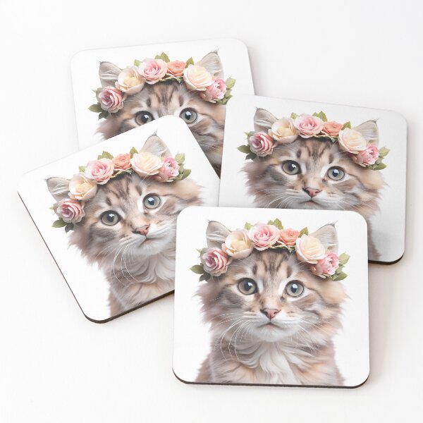 Item preview, Baby American Curl wearing floral crown designed and sold by LazyOwlStore.