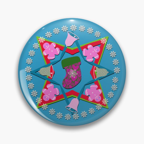 Item preview, Hand Drawn Christmas Mandala with Gingerbread People Christmas Bells, Christmas Scocks, Snowflakes designed and sold by Victoria Rose.
