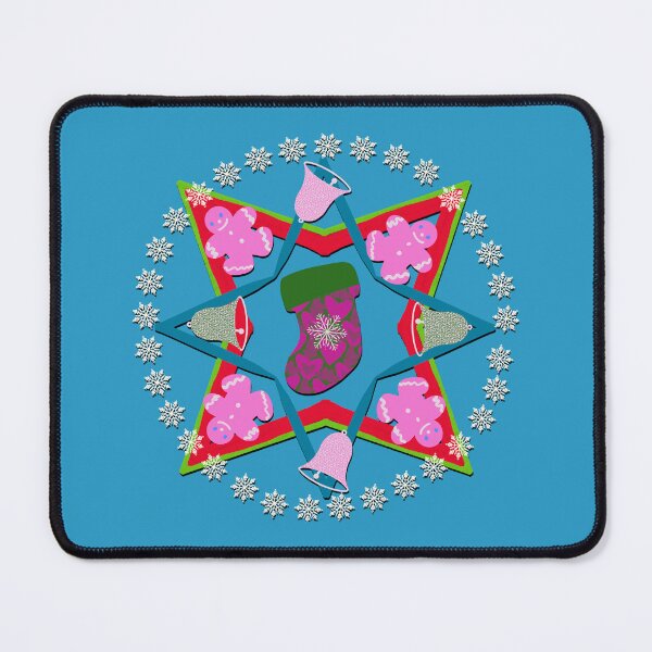 Item preview, Hand Drawn Christmas Mandala with Gingerbread People Christmas Bells, Christmas Scocks, Snowflakes designed and sold by Victoria Rose.