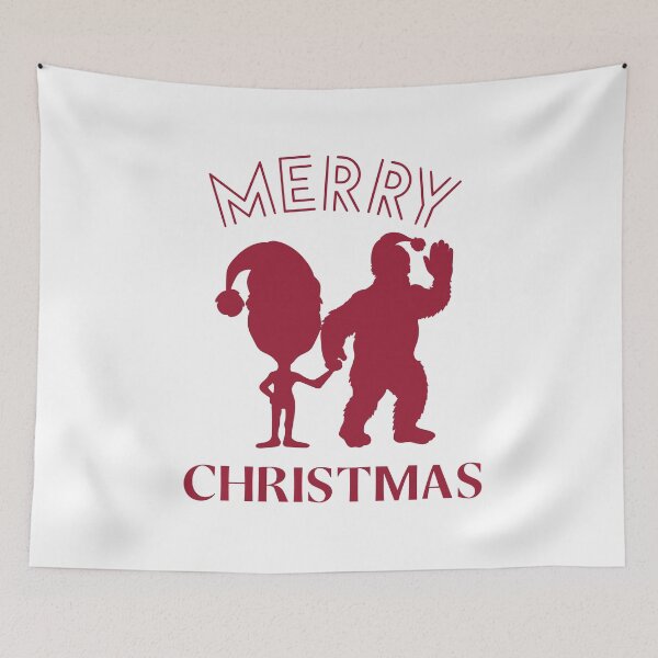 Item preview, Merry Christmas with Bigfoot and alien designed and sold by camelsvg.