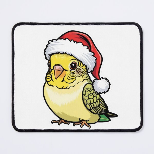 Item preview, budgie with Christmas hat designed and sold by BearsAndSkulls.