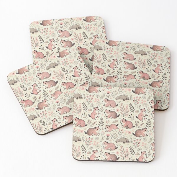 Item preview, Rock Hyrax Vintage Flower Pattern designed and sold by matchamoonshop.
