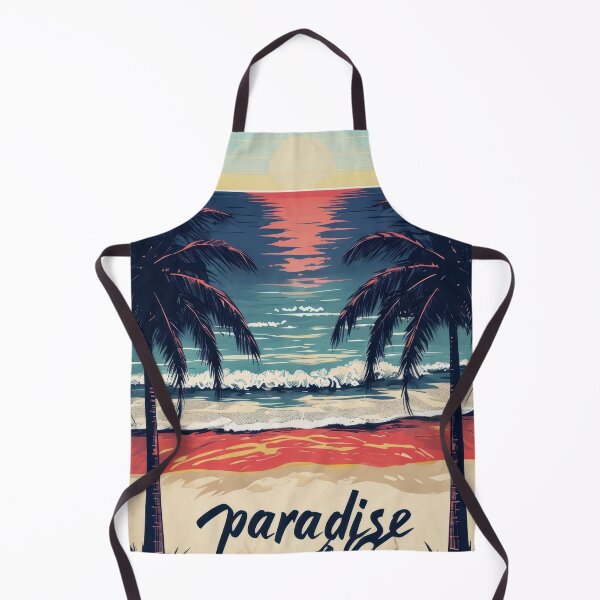 Item preview, Tropical Beach Scene Framed By Palm Trees At Sunset designed and sold by estampavibe.