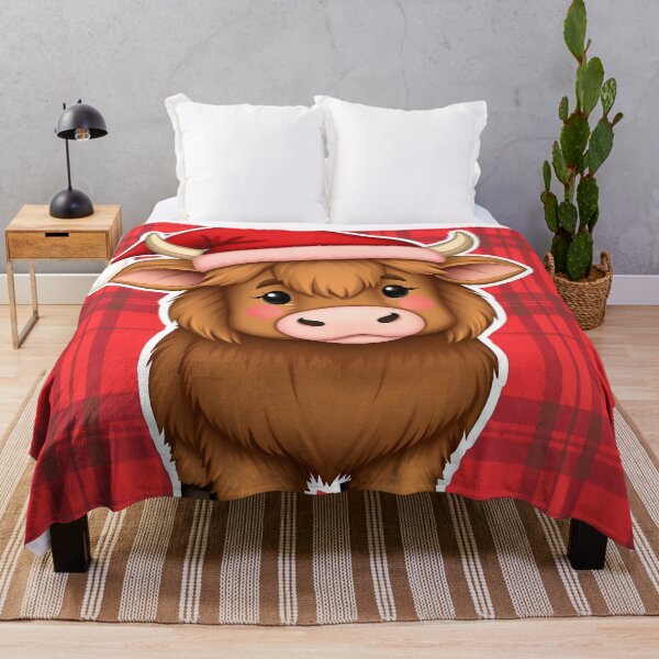 Item preview, Christmas Highland Cow Coo on Red Tartan  designed and sold by svarupa.