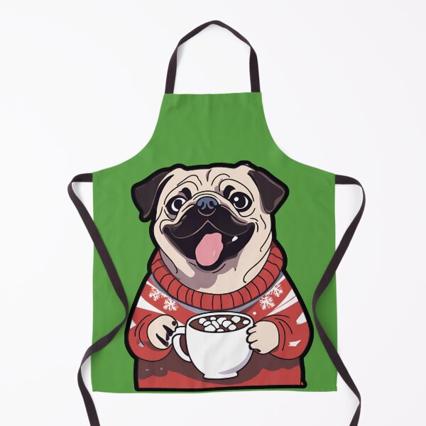 Item preview, Festive Pug with Hot Cocoa in Christmas Sweater designed and sold by MarCreativArt.