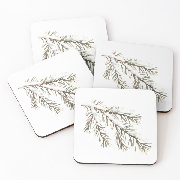 Item preview, Snowy Spruce twig with needles. Snow on a fir tree branch. Watercolor clipart designed and sold by BartolArt.