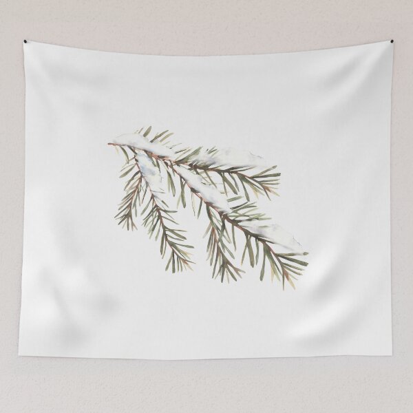 Item preview, Snowy Spruce twig with needles. Snow on a fir tree branch. Watercolor clipart designed and sold by BartolArt.