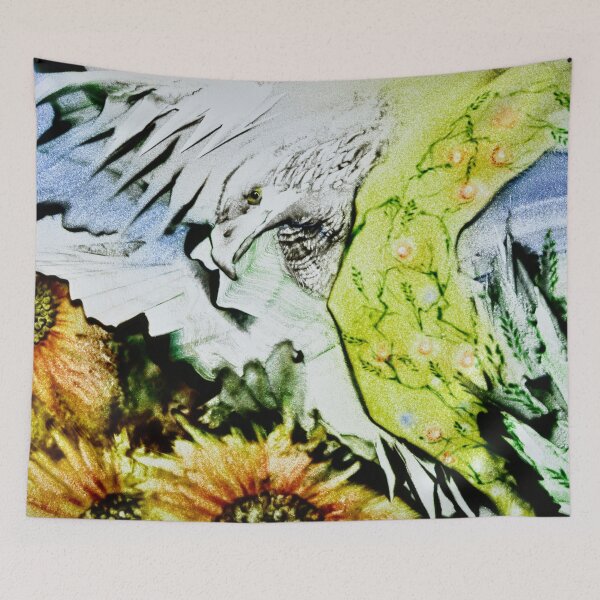 Item preview, Abstract Sand art Composition with Sunflowers and Eagle designed and sold by sandexperiment.
