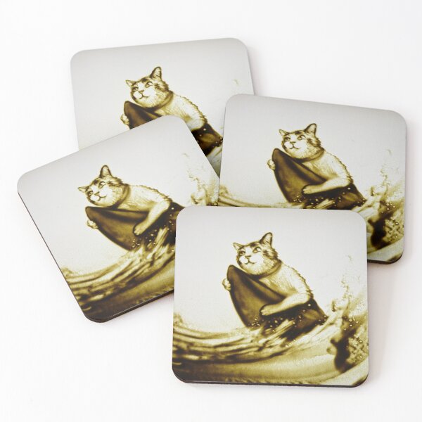 Item preview, Surfing Cat Sand Art Illustration designed and sold by sandexperiment.