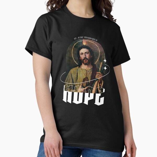 Vista previa del artículo con la obra «Camiseta gráfica cristiana de San Judas Tadeo», diseñado y vendido por LawDelgado.