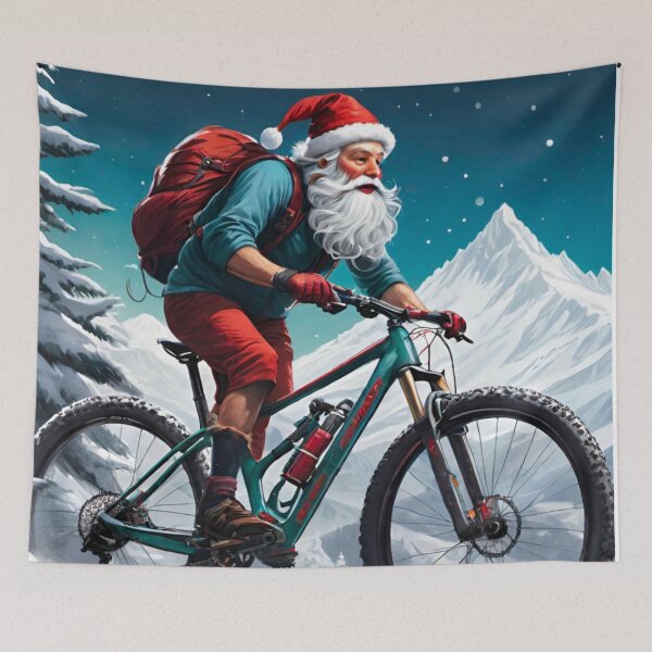 Item preview, Holiday MTB Racing: Santa’s Snowy Descent designed and sold by GrizzlyCollective.