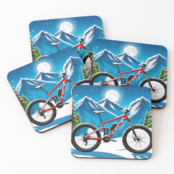 Item preview, MTB Adventure in Snowy Christmas Mountains designed and sold by GrizzlyCollective.