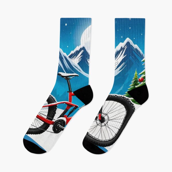 Item preview, MTB Adventure in Snowy Christmas Mountains designed and sold by GrizzlyCollective.