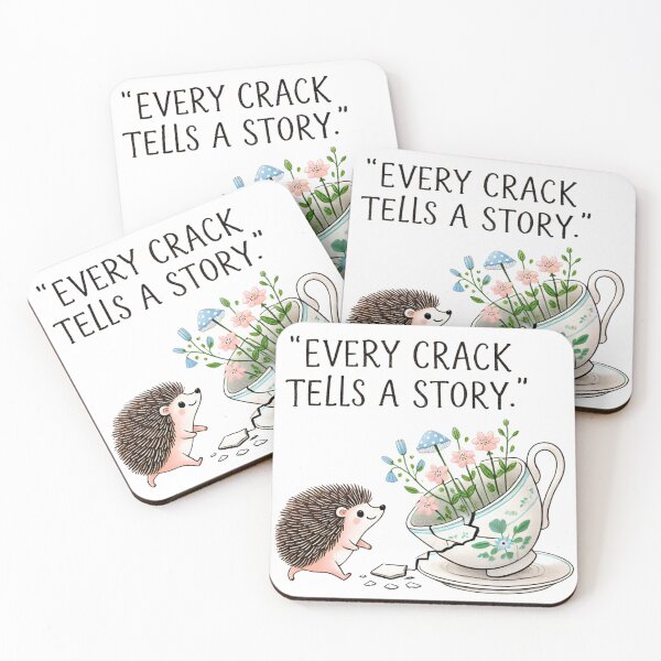 Item preview, stay positive quotes-Every Crack Tells a Story - Hedgehog and Teacup Art designed and sold by PixelMuse2024.