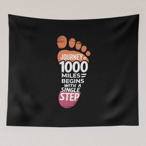 Item preview, Journey of 1000 Miles - Motivational Footprint Graphic designed and sold by SpeakingPrint2.
