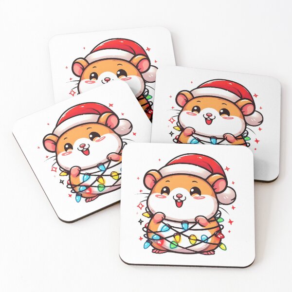 Item preview, Santa Hamster with Christmas Lights Cartoon Art designed and sold by Coffee Lifestyle.
