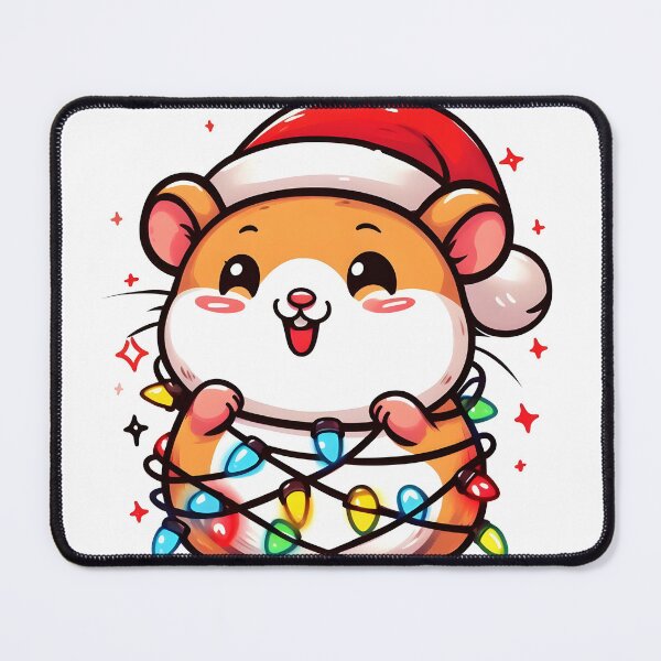 Item preview, Santa Hamster with Christmas Lights Cartoon Art designed and sold by Coffee Lifestyle.