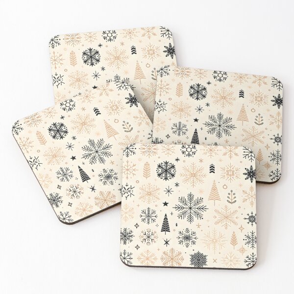 Item preview, Minimalist Beige and Black Snowflake Pattern designed and sold by Lyssarien.