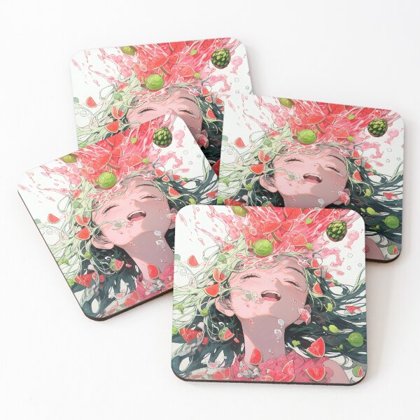 Item preview, Refreshing Lively Watermelon Splash Anime Girl designed and sold by bubblegoth.