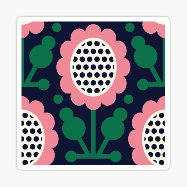 Item preview, 3333 A - pink green retro scandi sun flowers pattern designed and sold by RouCouCou.