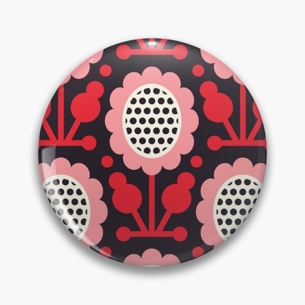 Item preview, 3333 E - red pink retro scandi sun flowers pattern designed and sold by RouCouCou.
