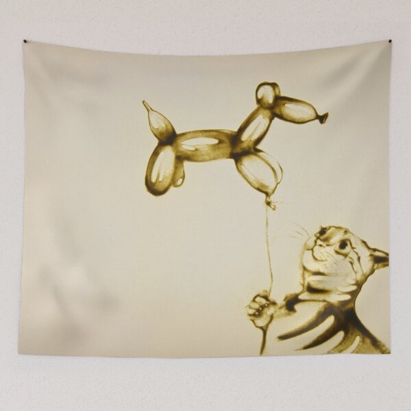 Item preview, A Cat with a Dog Balloon Sand Art designed and sold by sandexperiment.