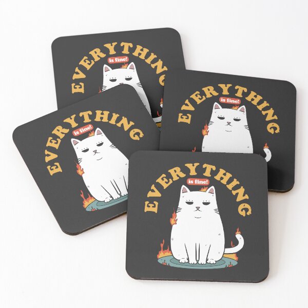 Item preview, Everything Is Fine Retro Cat Cartoon designed and sold by FlashCraft Design.
