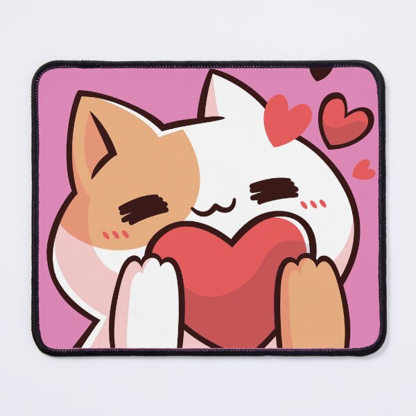 Item preview, Chibi Cat Light Pink Backdrop Red Hearts designed and sold by SimplyPsycho.