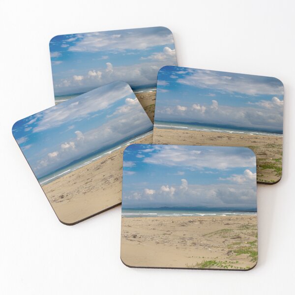 Item preview, A vast sandy beach stretches out under a partly cloudy sky with gentle waves meeting the shore North Coast Dominican Republic 2012 designed and sold by EyezWatchin.