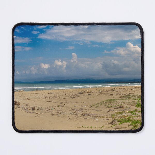 Item preview, A vast sandy beach stretches out under a partly cloudy sky with gentle waves meeting the shore North Coast Dominican Republic 2012 designed and sold by EyezWatchin.