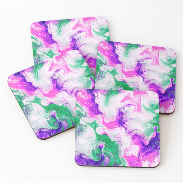 Item preview, Colorful abstract painting pattern green, pink, white designed and sold by BeebooDesign.