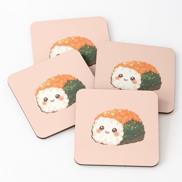 Item preview, Cheerful Sushi Smile - Kawaii Cute Cartoon Illustration designed and sold by MadeByHaresShop.