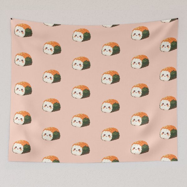 Item preview, Cheerful Sushi Smile - Kawaii Cute Cartoon Illustration designed and sold by MadeByHaresShop.