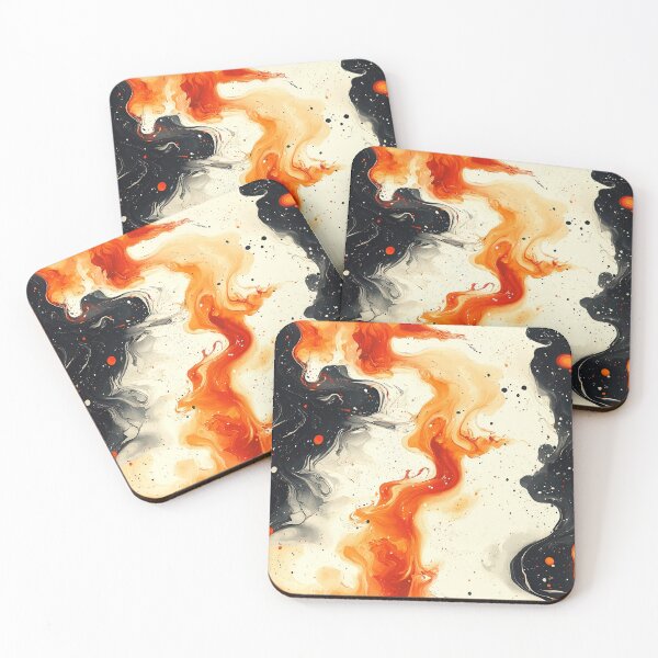 Item preview, Colorful marble splash pattern orange, black, white designed and sold by BeebooDesign.