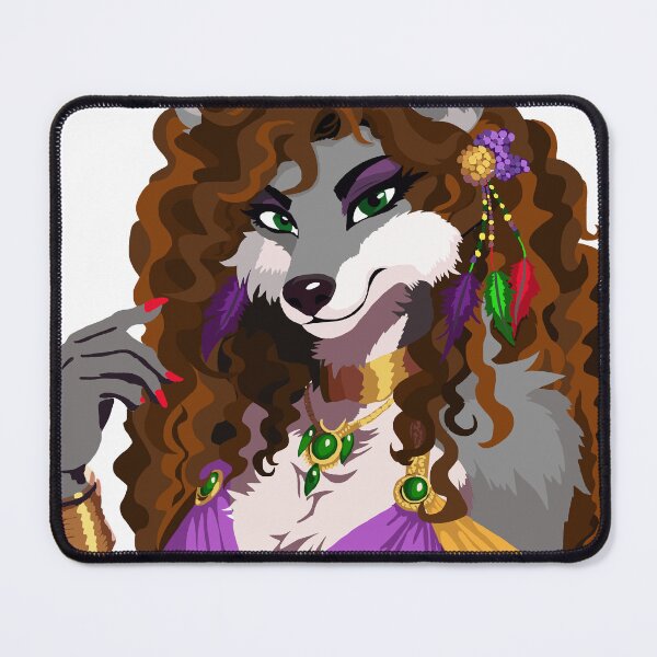 Item preview, Mrs Wolf in Elegant Purple & Gold Dress, with Feathers & Jade designed and sold by KlakkDrawsStuff.