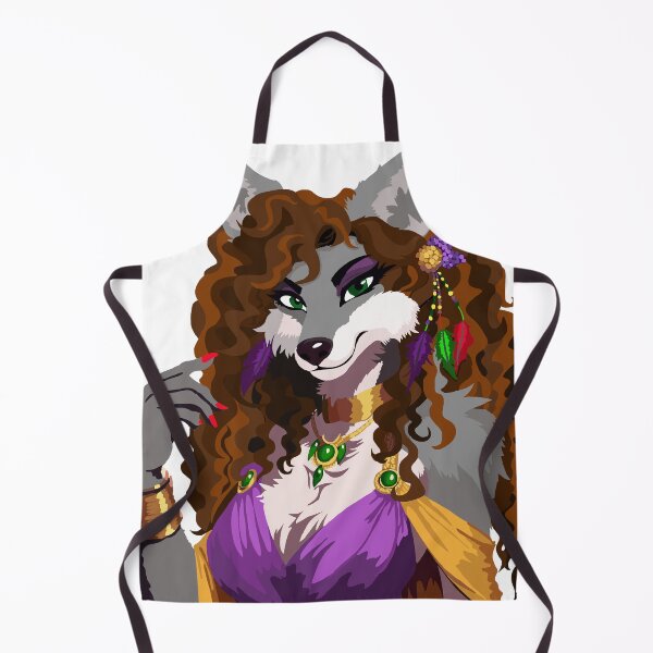 Item preview, Mrs Wolf in Elegant Purple & Gold Dress, with Feathers & Jade designed and sold by KlakkDrawsStuff.