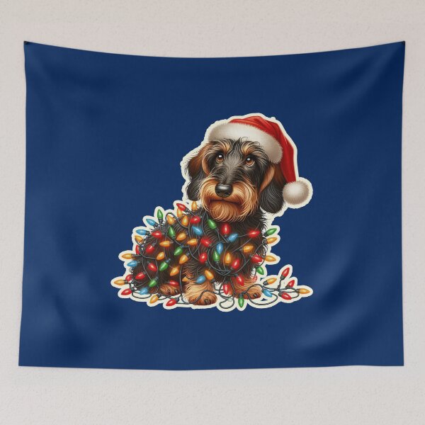 Item preview, Wire-haired Dachshund Xmas lights gift designed and sold by ThisDress.