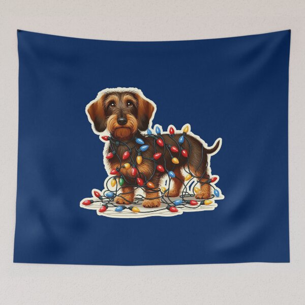 Item preview, Wire-haired Dachshund Xmas lights gift designed and sold by ThisDress.