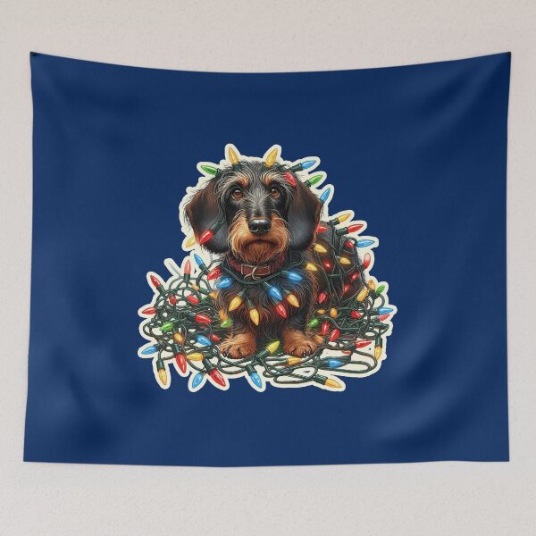Item preview, Wire-haired Dachshund Xmas lights gift designed and sold by ThisDress.