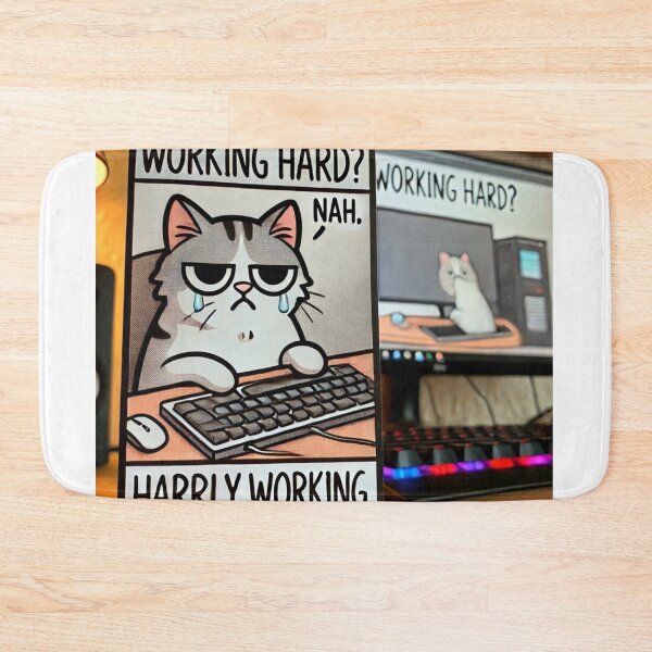 Item preview, Working Hard? Nah, Hardly Working Cat designed and sold by Ideaunluck-shop.
