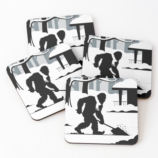Item preview, Bigfoot Shoveling Snow designed and sold by FunkyCatDesigns.
