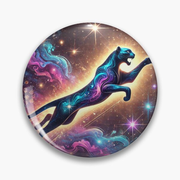 Item preview, Cosmic Panther Glowing in Starlight Swirling Constellations and Stars designed and sold by StarLeopard.