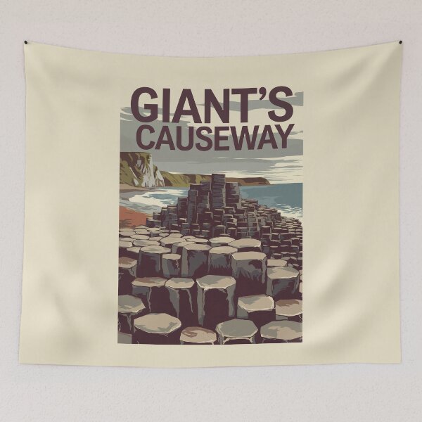 Item preview, Giant's Causeway Ireland Illustration Travel Art Vintage designed and sold by KrisSidDesigns.