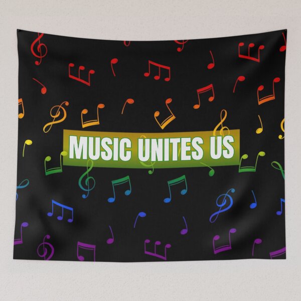 Item preview, Music Unites Us Slogan, Music Notes  rainbow graphic, Pride, music notes , retro 90's, 80's,  designed and sold by PrideBeProud.