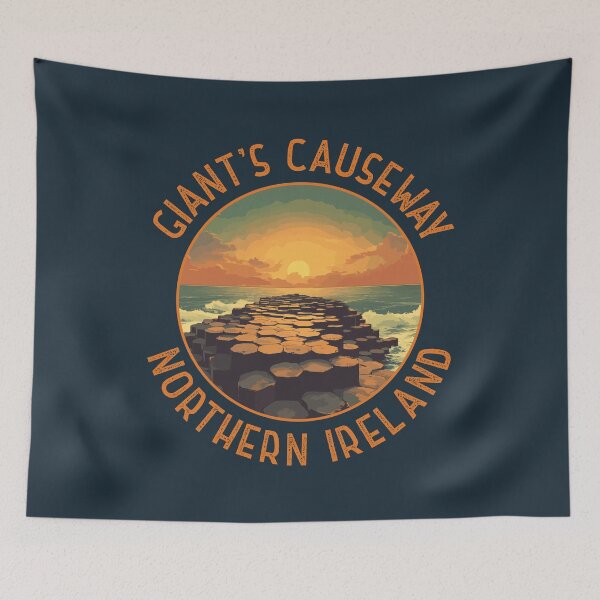 Item preview, Giant's Causeway Northern Ireland Retro Distressed Circle designed and sold by KrisSidDesigns.
